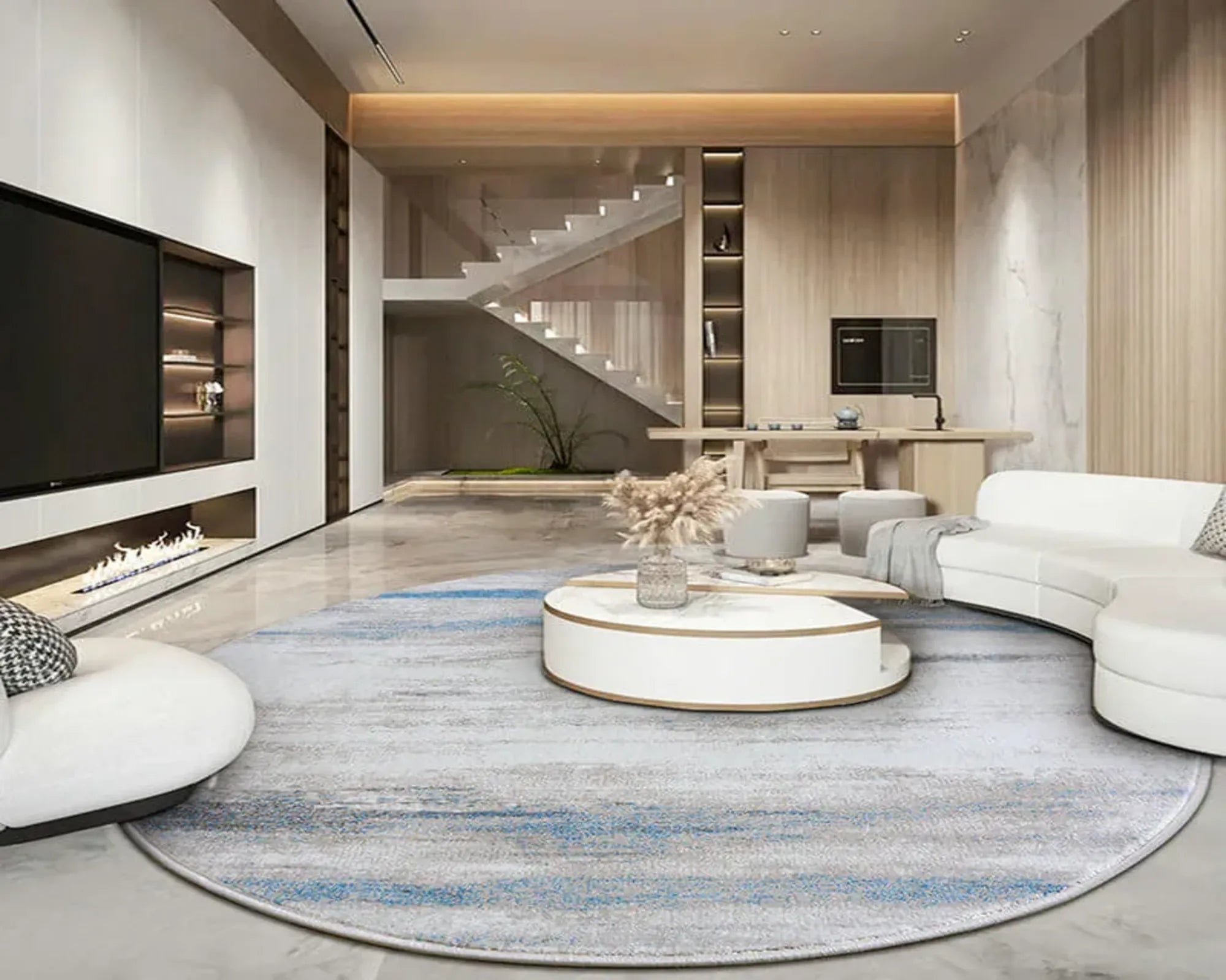 سجادة دائرية الشكل وجدت لتعبّر عن البساطة والرقي | متجر ويفت للسجاد | تسوق أون لاين.